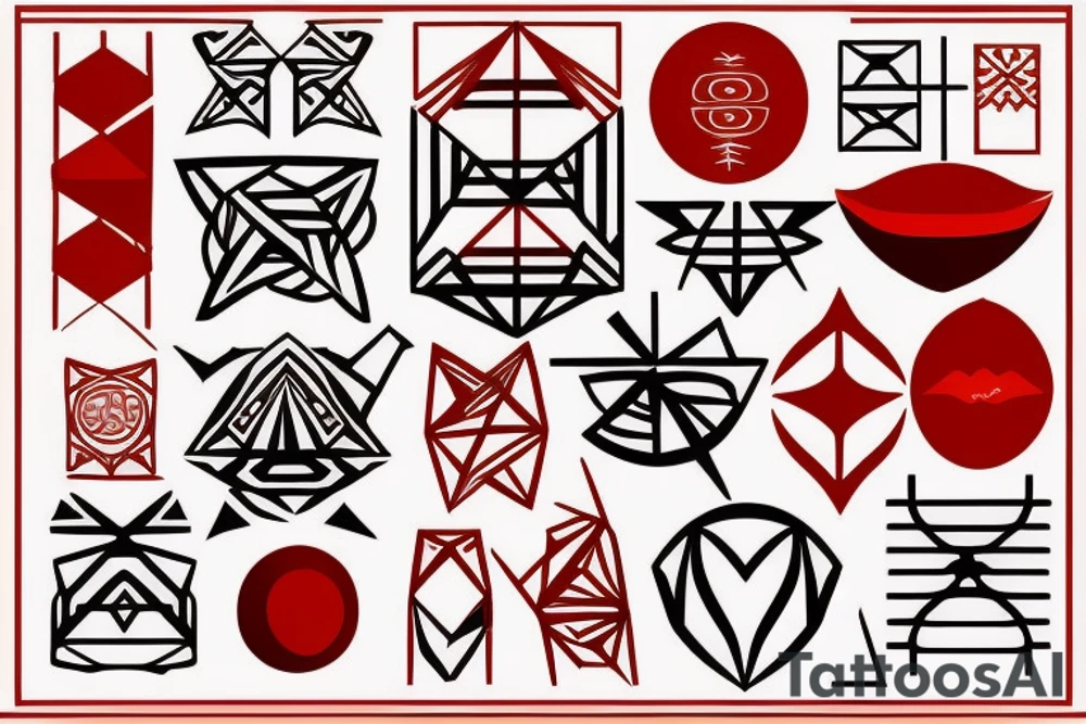 polynesia japanese culture space geometry with the addition of a small amount of red tattoo idea