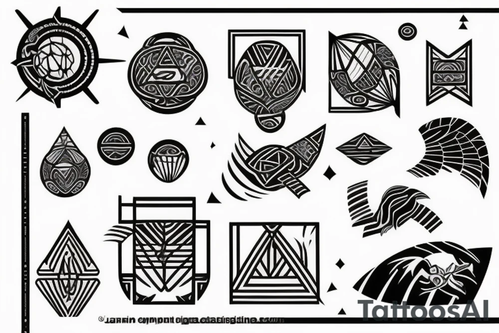 polynesia japanese culture space geometry with the addition all together on the shoulder tattoo idea