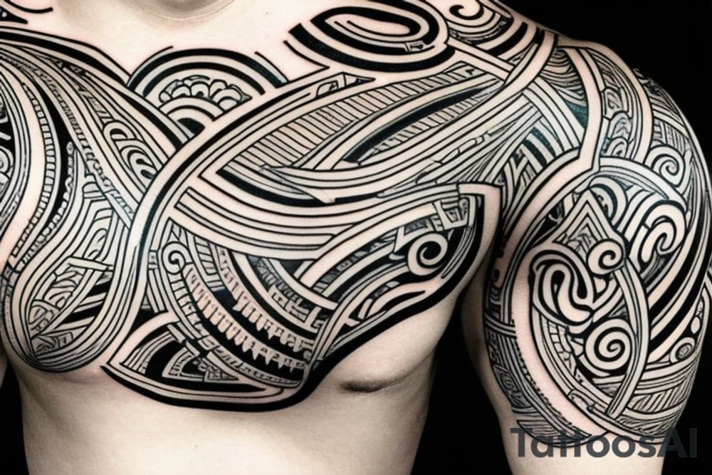 Japanese culture with the addition of polynesia on the shoulder tattoo idea