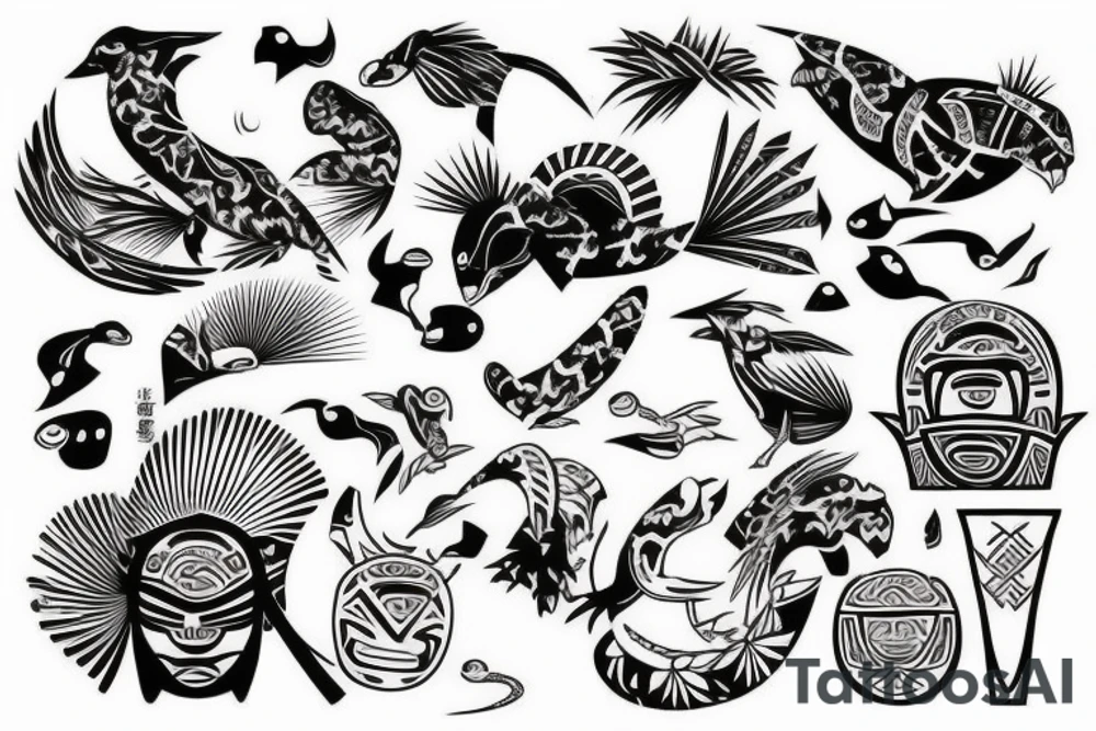Japanese culture with the addition of polynesia on the shoulder tattoo idea