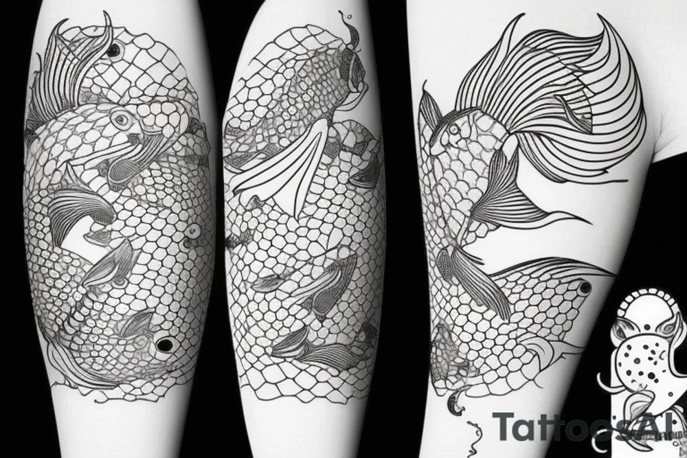 koi carp is very beautiful surrounded by space tattoo idea