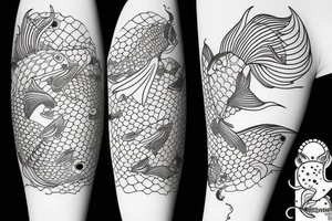 koi carp is very beautiful surrounded by space tattoo idea