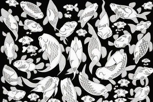 koi carp is very beautiful surrounded by space tattoo idea