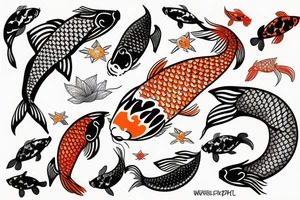 koi carp is very beautiful surrounded by space tattoo idea