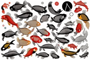 koi carp is very beautiful surrounded by space tattoo idea