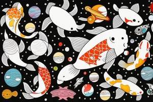 koi carp surrounded by space tattoo idea