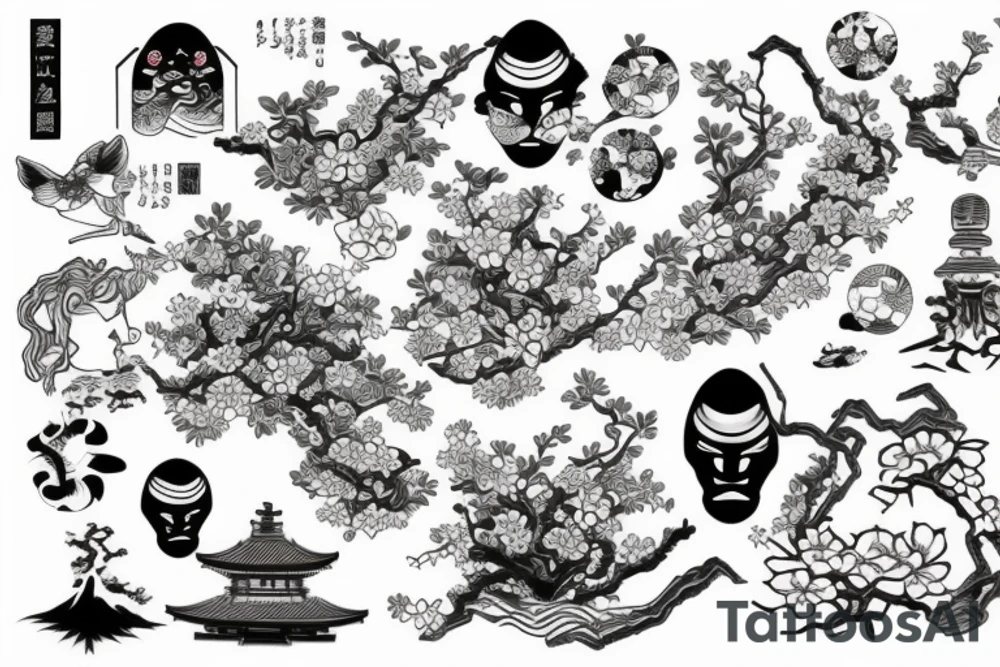 japanese culture with garden tattoo idea