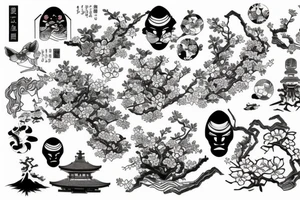 japanese culture with garden tattoo idea