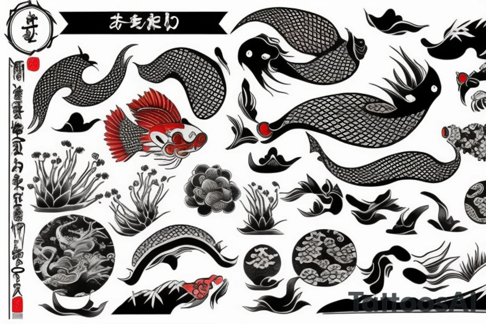 japanese culture garden kapr koi tattoo idea