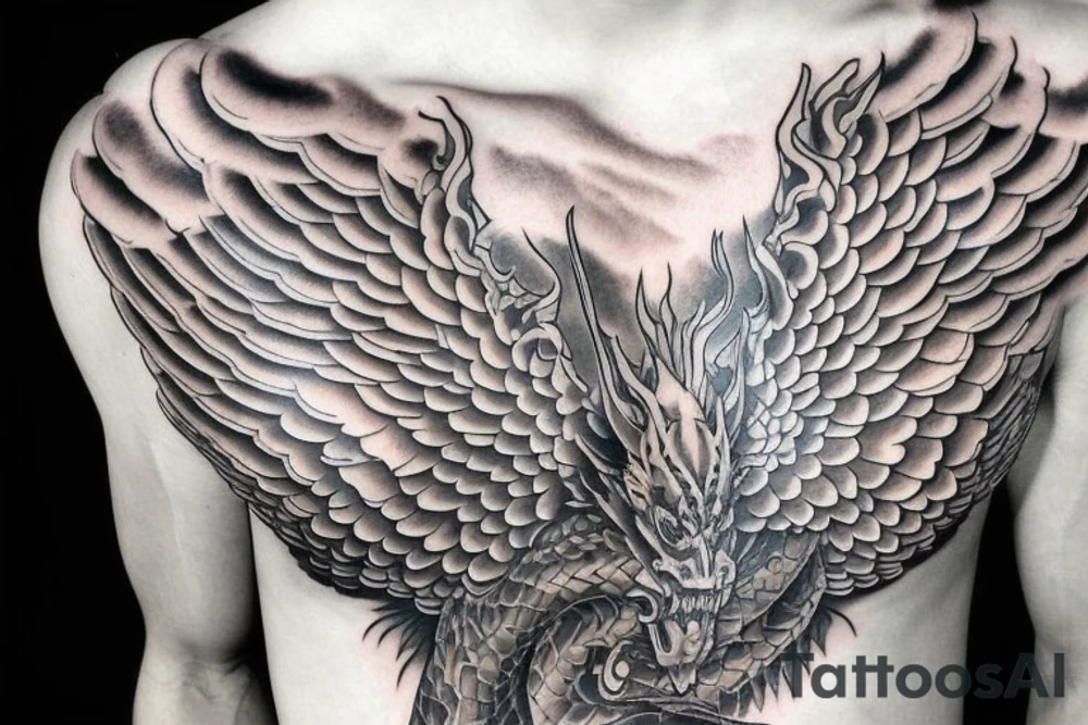Dragon wings chest tattoo idea