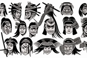 apanese samurai in polynesian style tattoo idea