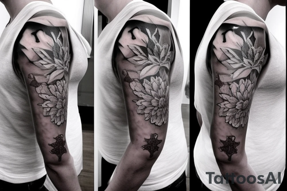 японский самурай в стиле полинезии с добавлением красного цвета tattoo idea