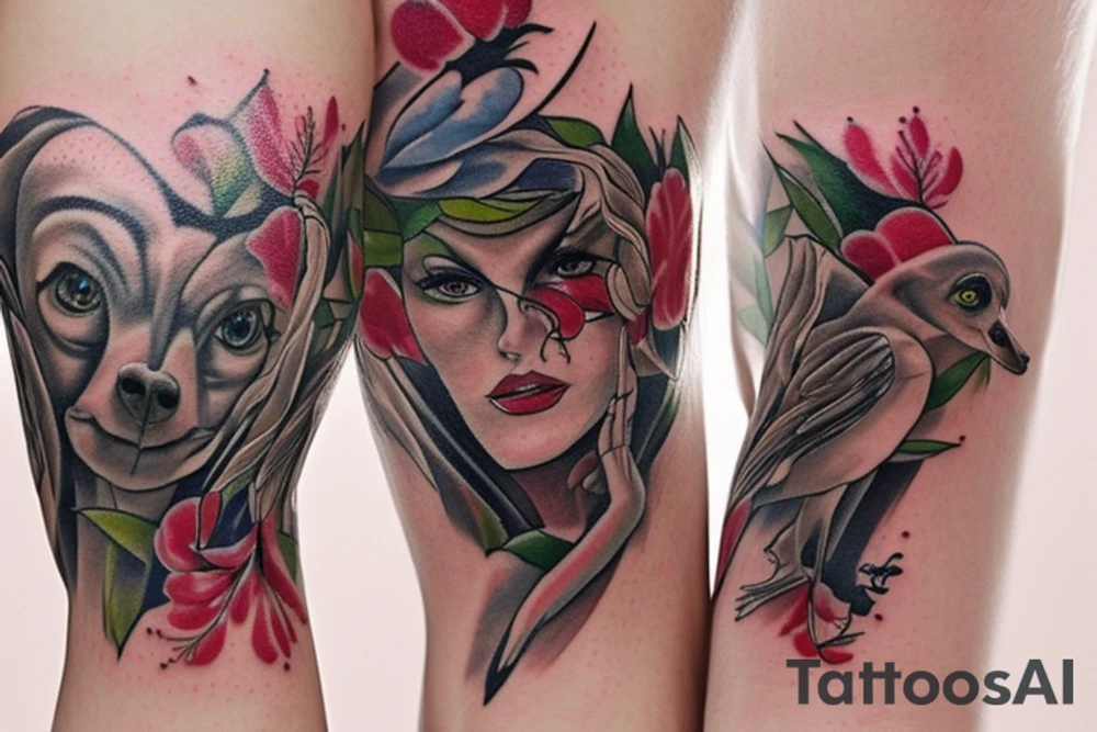 японский самурай в стиле полинезии с добавлением красного цвета tattoo idea