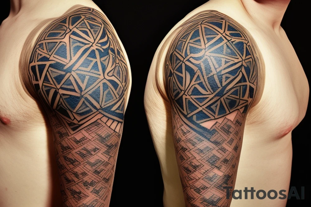 японский самурай в стиле полинезии с добавлением красного цвета tattoo idea