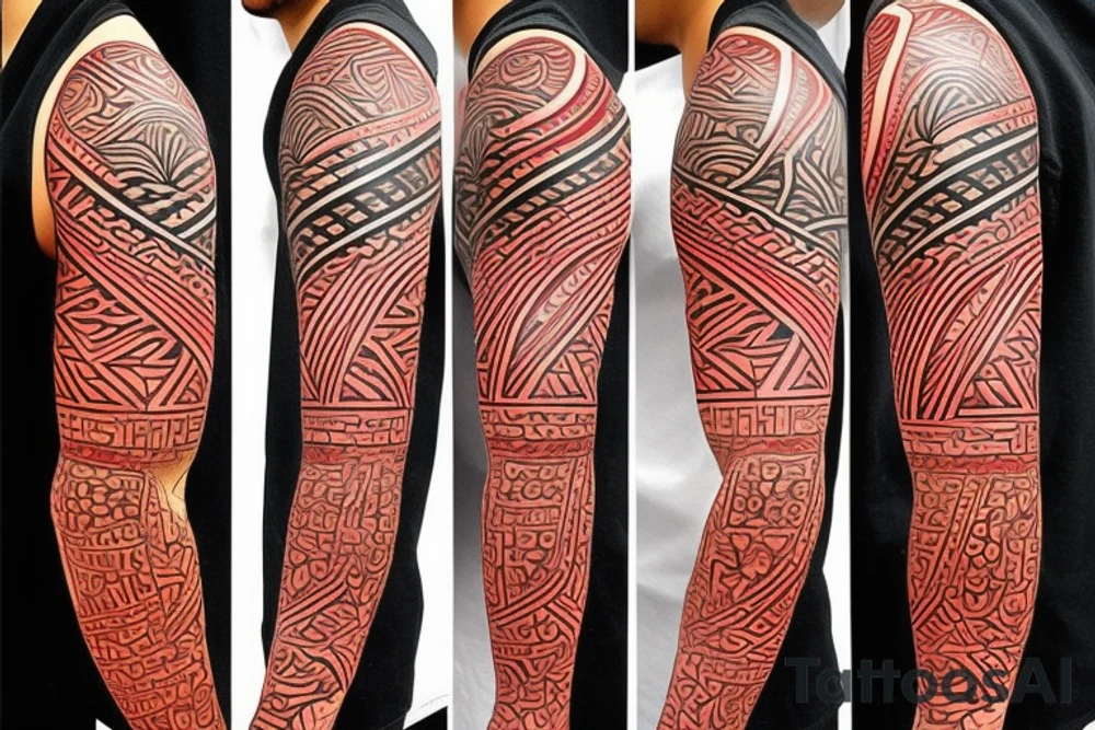 Japanese samurai in the style of Polynesian with the addition of red tattoo idea
