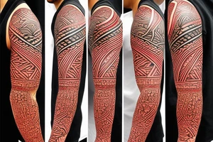 Japanese samurai in the style of Polynesian with the addition of red tattoo idea