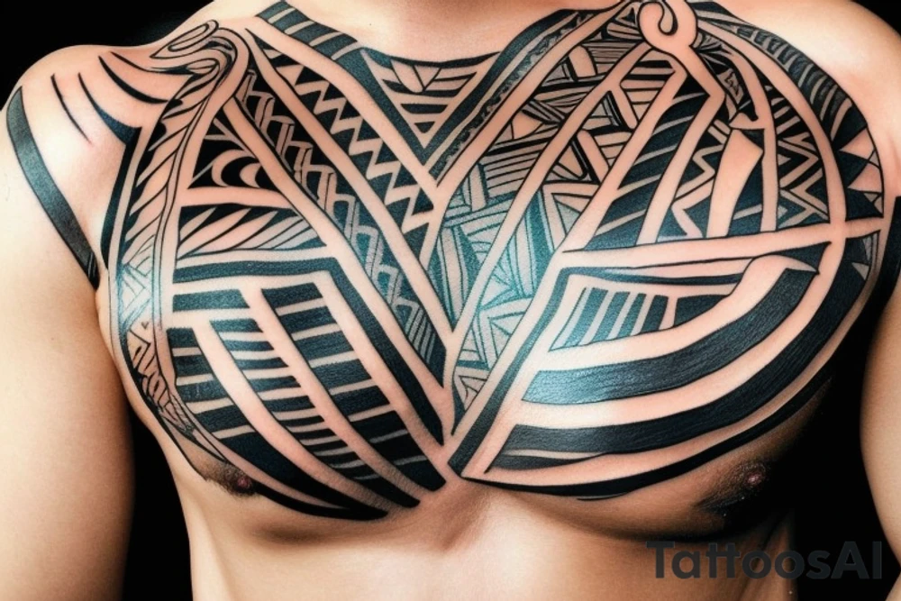 tribal chest tattoo down to stomach tattoo idea