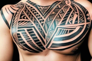 tribal chest tattoo down to stomach tattoo idea