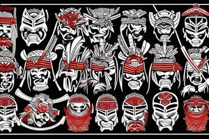 Japanese samurai in the style of Polynesian with the addition of red tattoo idea