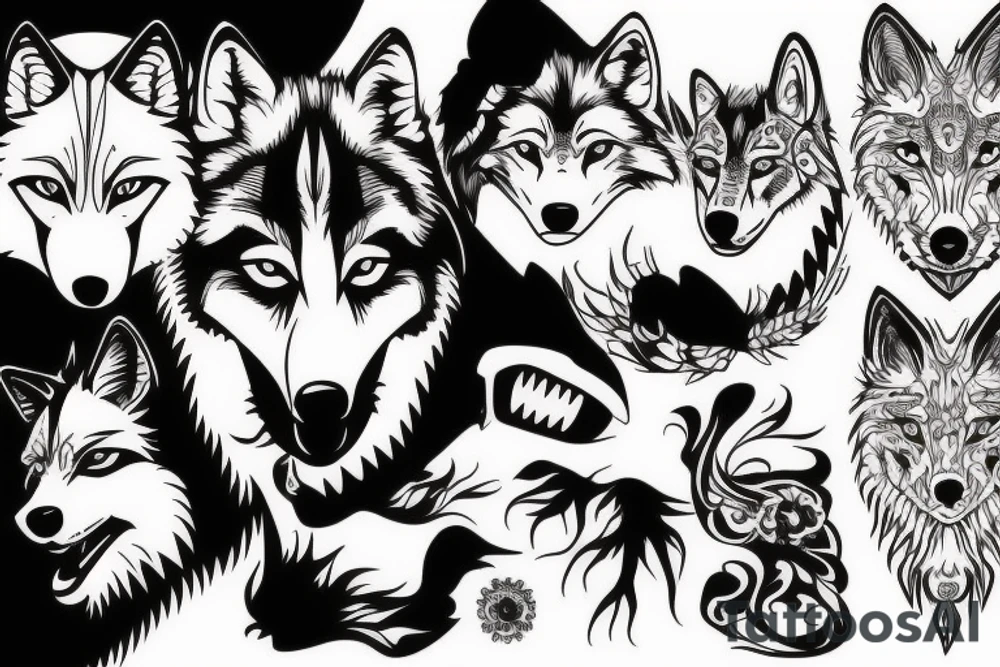 wolf face tattoo idea