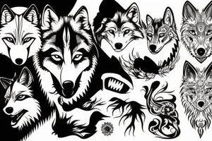 wolf face tattoo idea