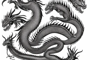 vertical dragon with long body and detailed scales tattoo idea