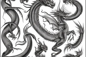 vertical dragon with long body and detailed scales tattoo idea