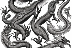 vertical dragon with long body and detailed scales from the chest down to the hip tattoo idea