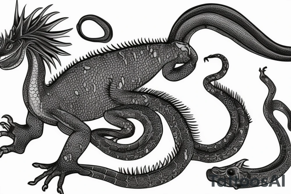 vertical water dragon with long body and detailed scales from the chest down to the hip tattoo idea