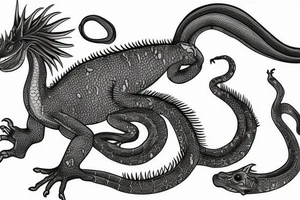 vertical water dragon with long body and detailed scales from the chest down to the hip tattoo idea