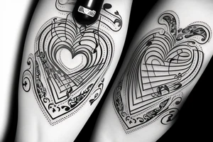 A heart with music and money tattoo idea