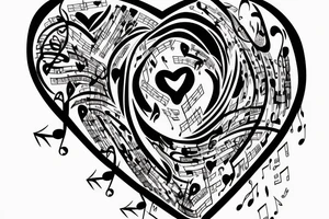 A heart with music and money tattoo idea