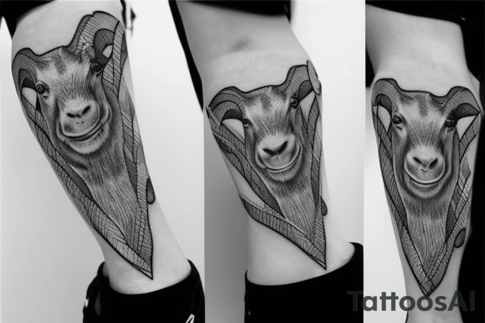 A goat heart with music, money, and cross tattoo idea