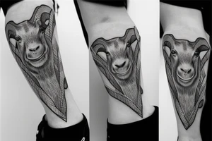 A goat heart with music, money, and cross tattoo idea