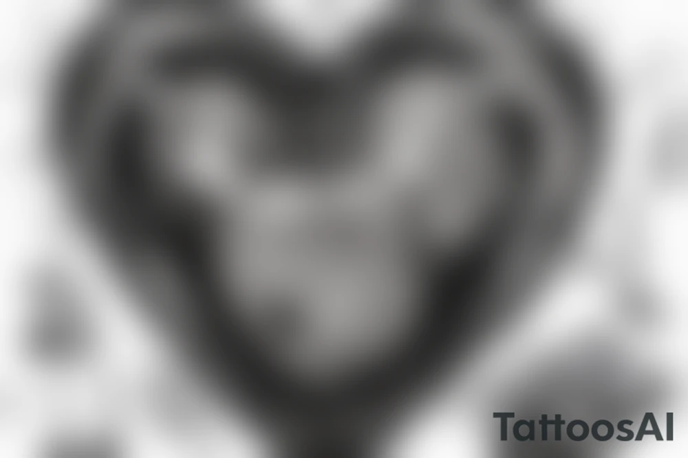 A goat heart with music, money, and cross tattoo idea