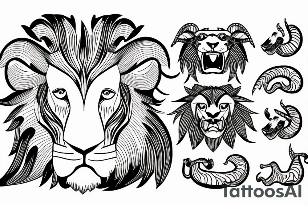 A lion eating a goat tattoo idea