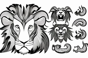 A lion eating a goat tattoo idea