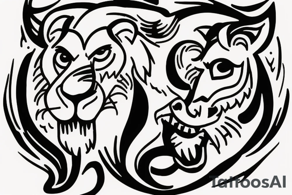 A lion eating a goat tattoo idea
