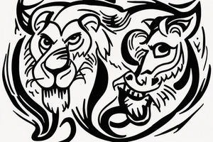 A lion eating a goat tattoo idea