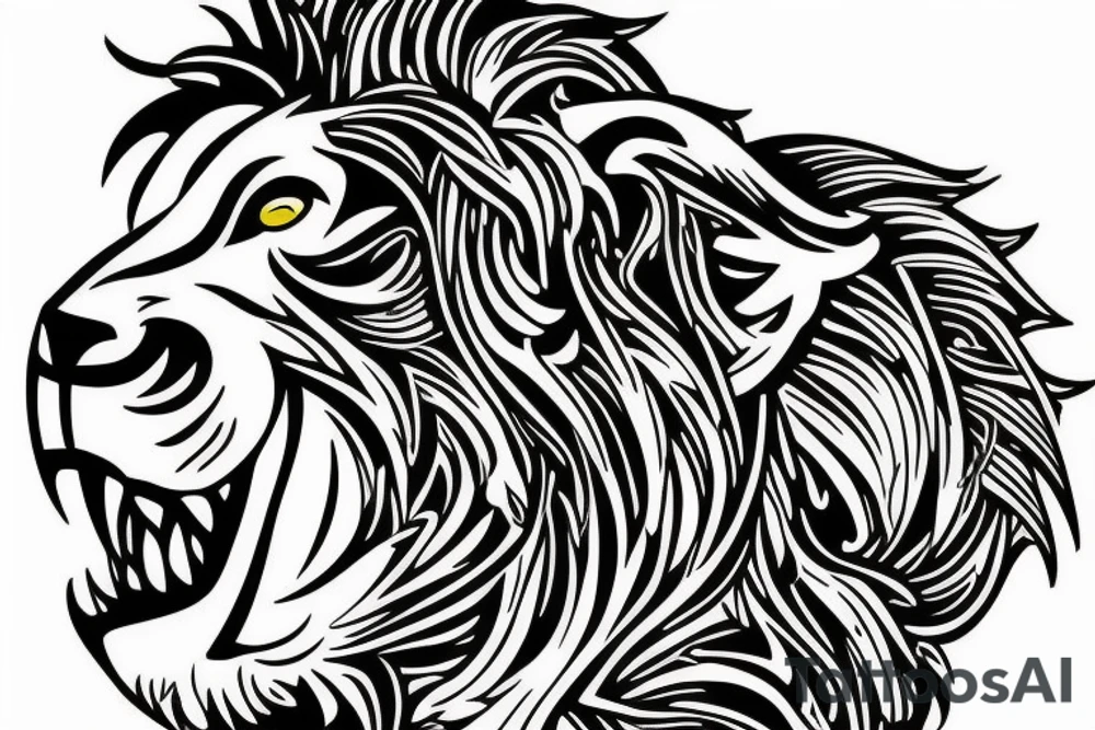 A lion eating a goat tattoo idea