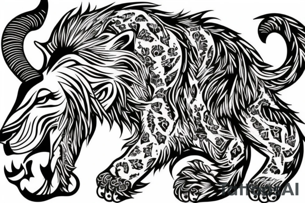 A lion eating a goat tattoo idea