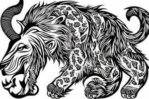 A lion eating a goat tattoo idea