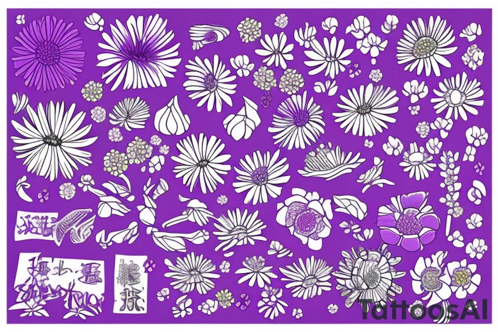 Purple Aster flowers tattoo idea