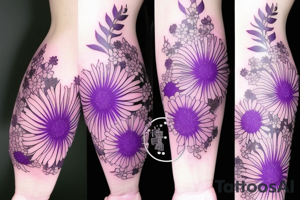 Purple Aster flowers tattoo idea