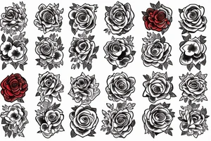 Red roses over waves tattoo idea