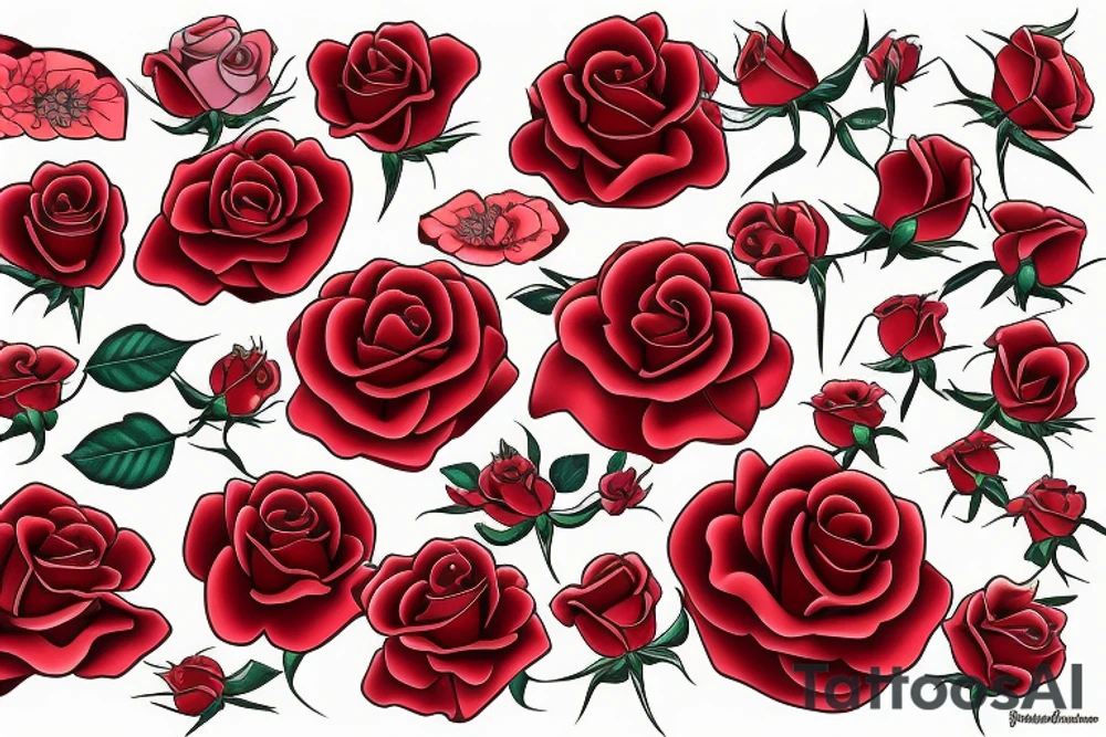 Red roses in Japanese style tattoo idea