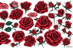 Red roses in Japanese style tattoo idea