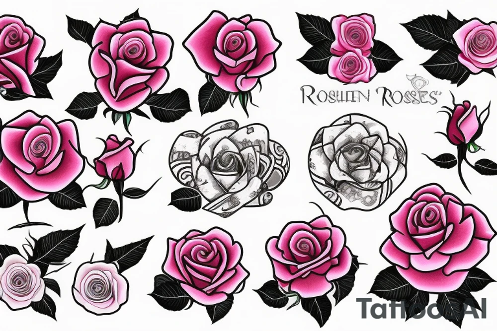 Pink roses tattoo idea