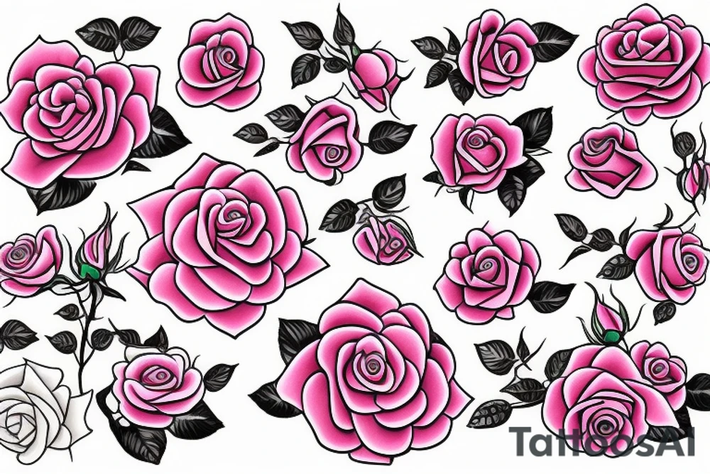 Pink roses tattoo idea