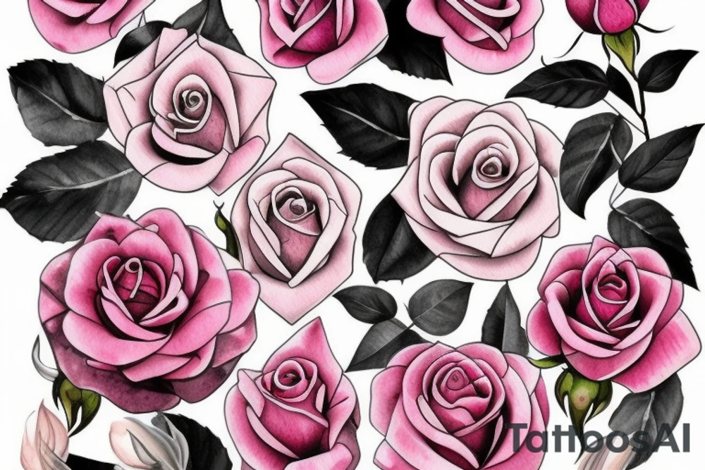Pink roses tattoo idea